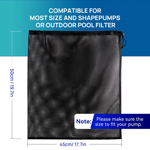 2 Pcs Pump Barrier Bag, 19.7"x 17.7" Pond Pump Filter Bag with Drawstring for Most Pumps, Pond Biological, Aquarium Filtration - Aquastrong