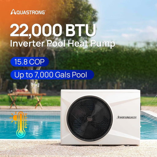 HEX022 22,000 BTU Heat Pump For 7,000 Gallons Pools 120V - Aquastrong