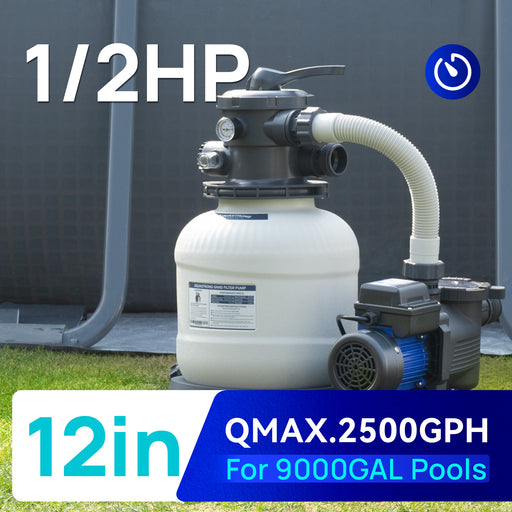 AQUASTRONG Sand Filter Pumps 115V, 1/2 HP to 3 HP, 12in to 20in, Max 8917GPH for Pools Up to 38000GAL, 6-Way Valve - Aquastrong