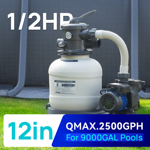 AQUASTRONG Sand Filter Pumps 115V, 1/2 HP to 3 HP, 12in to 20in, Max 8917GPH for Pools Up to 38000GAL, 6-Way Valve - Aquastrong