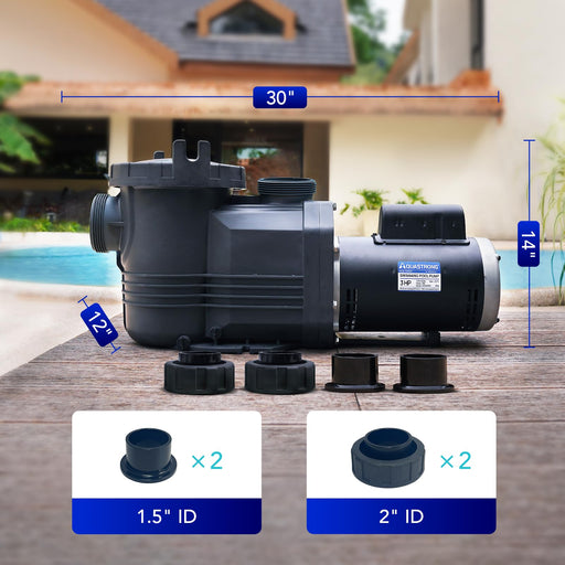 PSPN300 3 HP 220V Single Speed with Pure Copper Motor, 10032GPH - Aquastrong