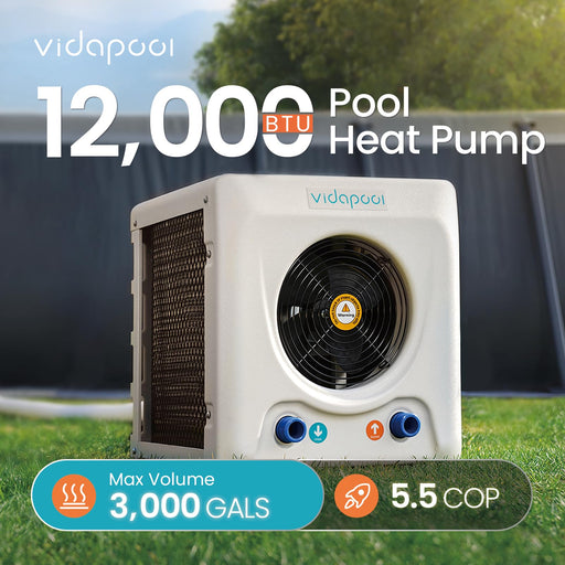 PAC012 12,000 BTU Heat Pump For 3,000 Gallons Pools 120V - Aquastrong