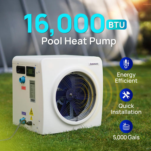 HEX018 18,000 BTU Heat Pump For 6,500 Gallons Pools 120V - Aquastrong