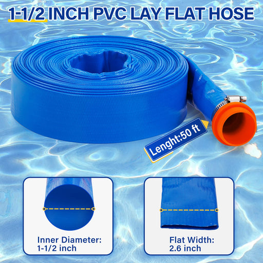 1-1/2" x 50 FT Pool Backwash Hose - Aquastrong