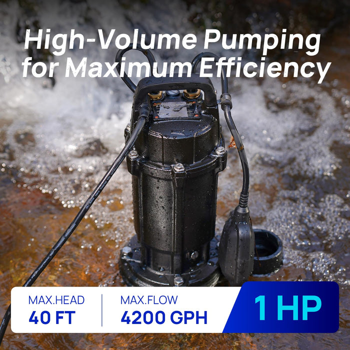 SEP100CA 1 HP Sump Pump Cast Iron, 220V 4200 GPH - Aquastrong