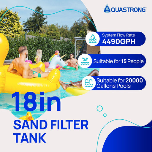 SFP450 1 HP Sand Filter Pump 6100GPH with Timer 18in Up to 20000GAL - Aquastrong