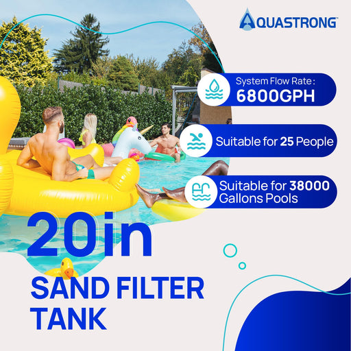 SFP505 2 HP Sand Filter Pump 8917GPH with Timer 20in Up to 38000GAL - Aquastrong