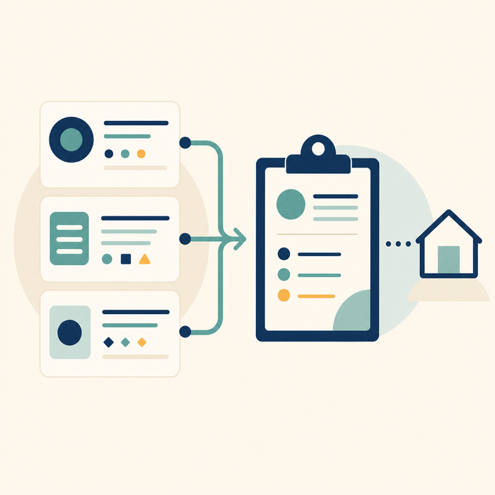 Illustration: home sewage-pump information gathered into a simple buying checklist.
