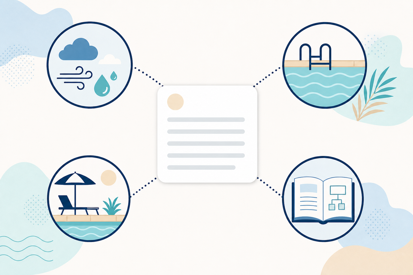 Illustration: conceptual pool heat-pump COP comparison note linking rating conditions, pool context, and model documentation.