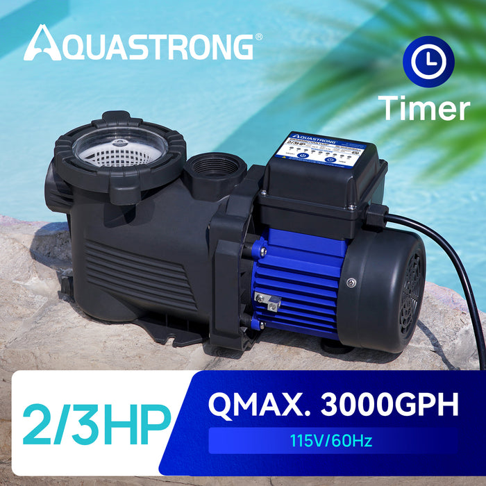 MINI Swimming Pool Pumps, 1/2 HP, 2/3 HP, 3/4 HP, 2500 GPH to 3800 GPH with Filter Basket