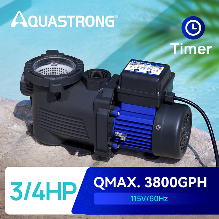 MINI Swimming Pool Pumps, 1/2 HP, 2/3 HP, 3/4 HP, 2500 GPH to 3800 GPH with Filter Basket