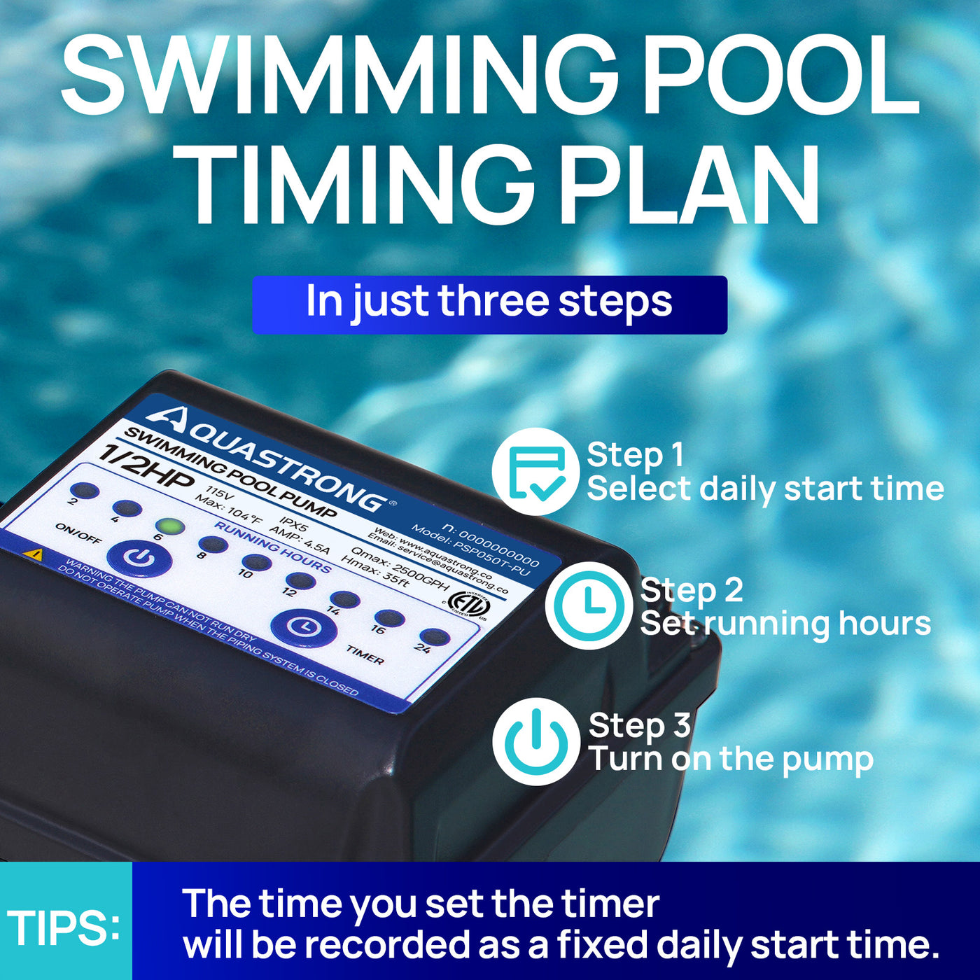MINI Swimming Pool Pumps, 1/2 HP, 2/3 HP, 3/4 HP, 2500 GPH to 3800 GPH ...