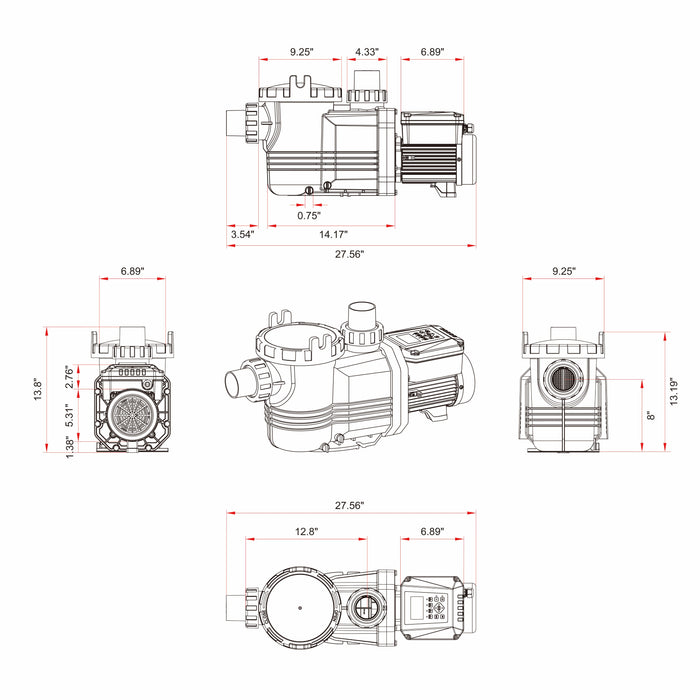 Variable Speed Pool Pumps, 1.5 HP to 3 HP, 8189GPH to 11359GPH, 220V