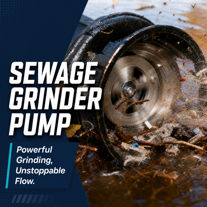 Cast Iron Sewage Grinder Pump 1 HP, 4200 GPH 2 inch Discharge with Auto Float Switch - Aquastrong