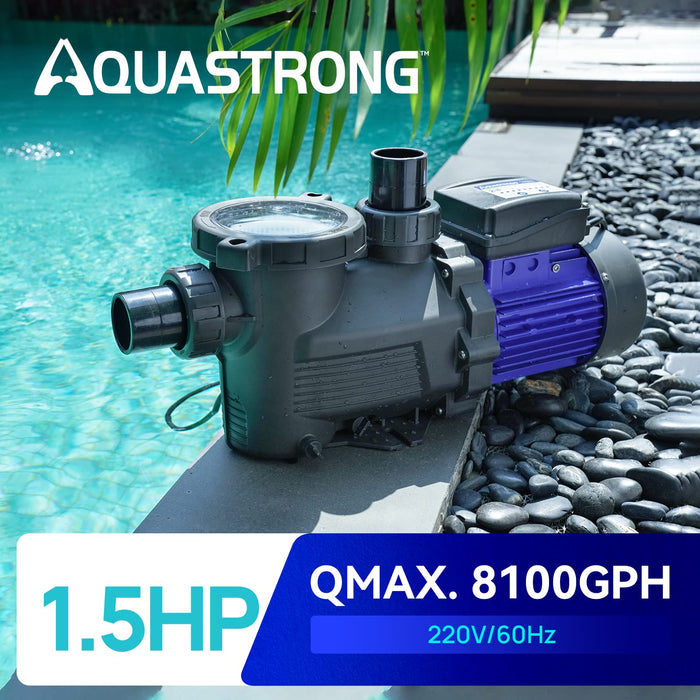 PSP150T 1.5 HP  220V Pool Pump with Timer, 8100 GPH - Aquastrong