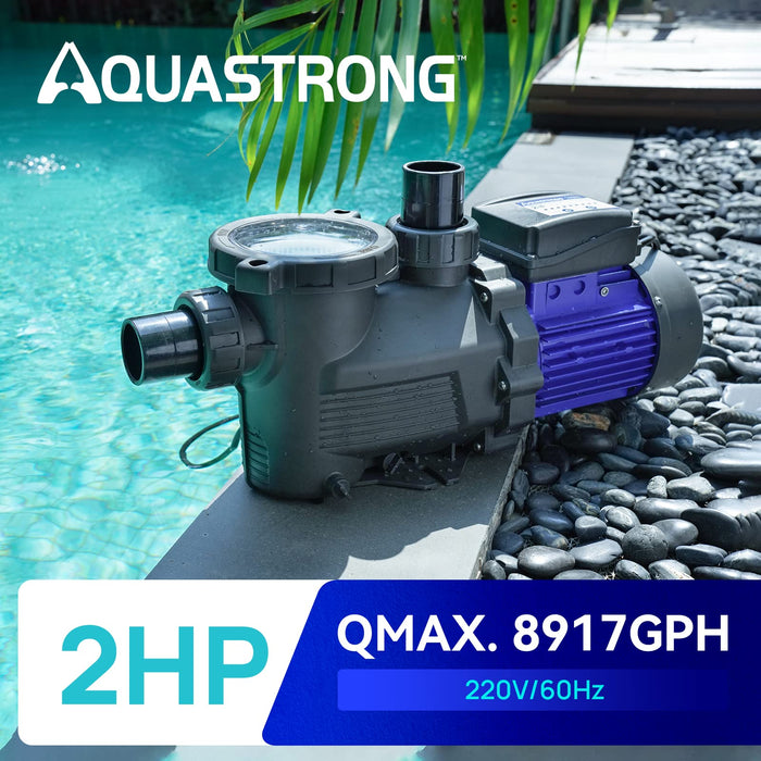 PSP200T 2 HP 220V Pool Pump with Timer, 8917GPH - Aquastrong