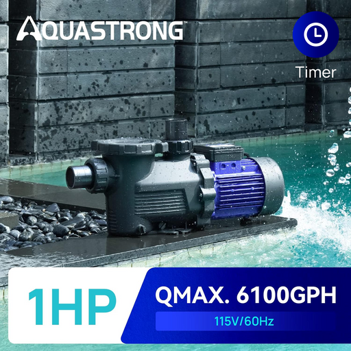 AQUASTRONG Pool Pumps, 3/4 HP to 3 HP, 115V/220V, 4332 GPH to 9350 GPH With Timer, High Flow with Filter Basket - Aquastrong