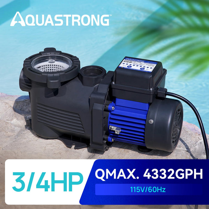 PSP066T-LV 3/4 HP 115V Pool Pump with Timer, 4332 GPH - Aquastrong