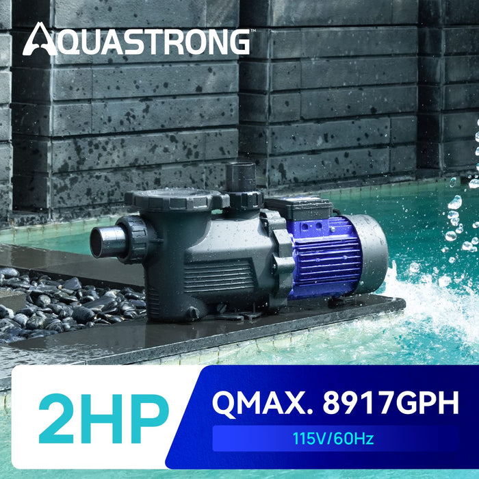 PSP200 2 HP 115V Pool Pump Single Speed, 8917GPH - Aquastrong