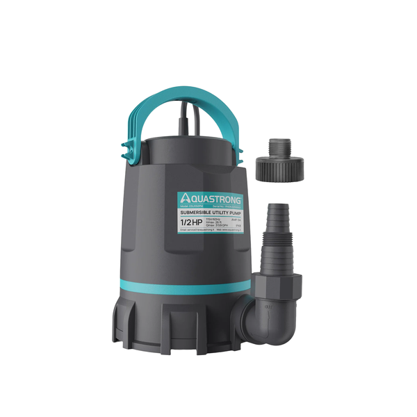 AQUASTRONG Utility Pumps 1/2 HP & 1 HP with Float Switch, Up to 4500GPH, Submersible Water Pump with 10ft Long Power Cord