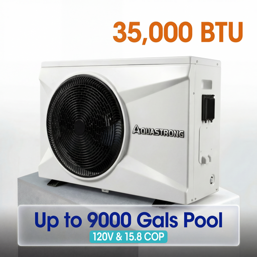PRO Heat Pumps, Up to 100,000 BTU Inverter, for Pools up to 26,000 Gallons, 120V/220V - Aquastrong