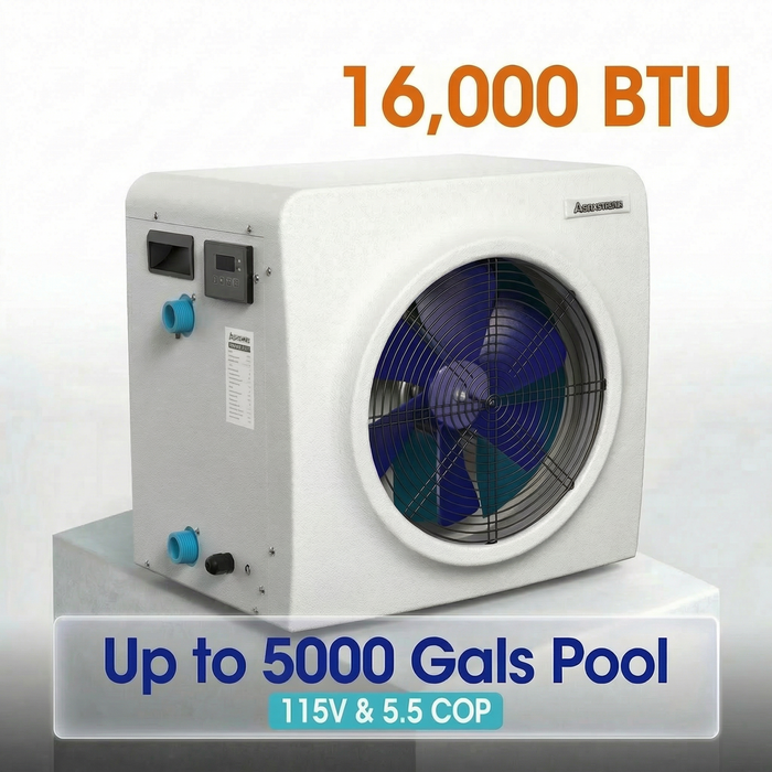 MINI Heat Pumps, Up to 18,000 BTU Inverter, for Pools up to 6,500 Gallons, 115V