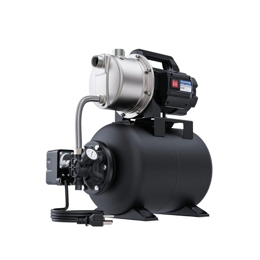 AQUASTRONG 1.6 HP Shallow Well Pump with Pressure Tank, NSF Certified, 1320 GPH, 115V, Stainless Steel Irrigation Pump, Automatic Water Booster Jet Pump for Home, Garden, Lawn - Aquastrong