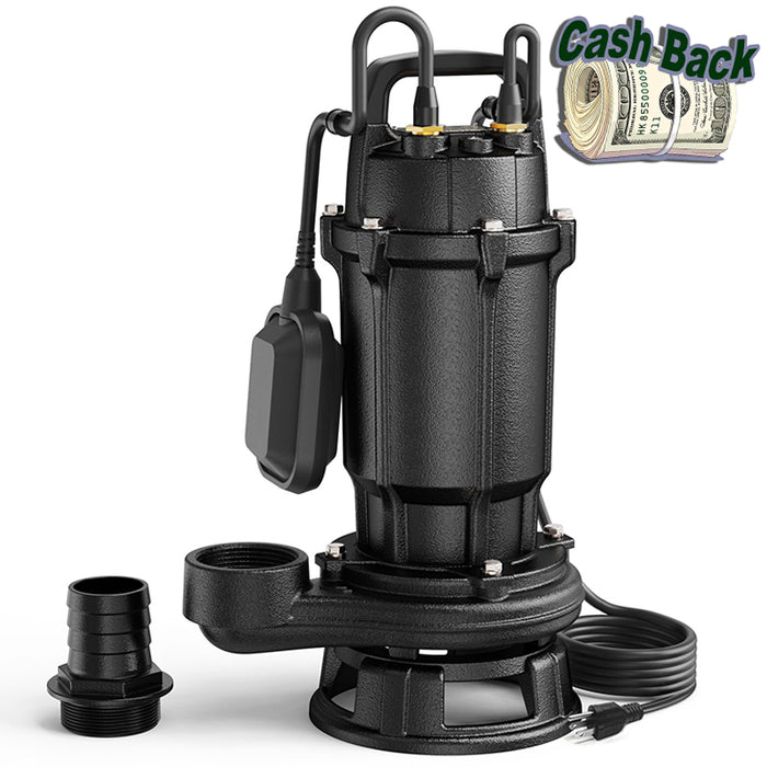 Cast Iron Sewage Grinder Pump 1 HP, 4200 GPH 2 inch Discharge with Auto Float Switch