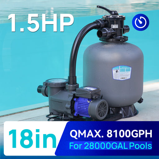 AQUASTRONG Sand Filter Pumps 115V, 1/2 HP to 3 HP, 12in to 20in, Max 8917GPH for Pools Up to 38000GAL, 6-Way Valve - Aquastrong