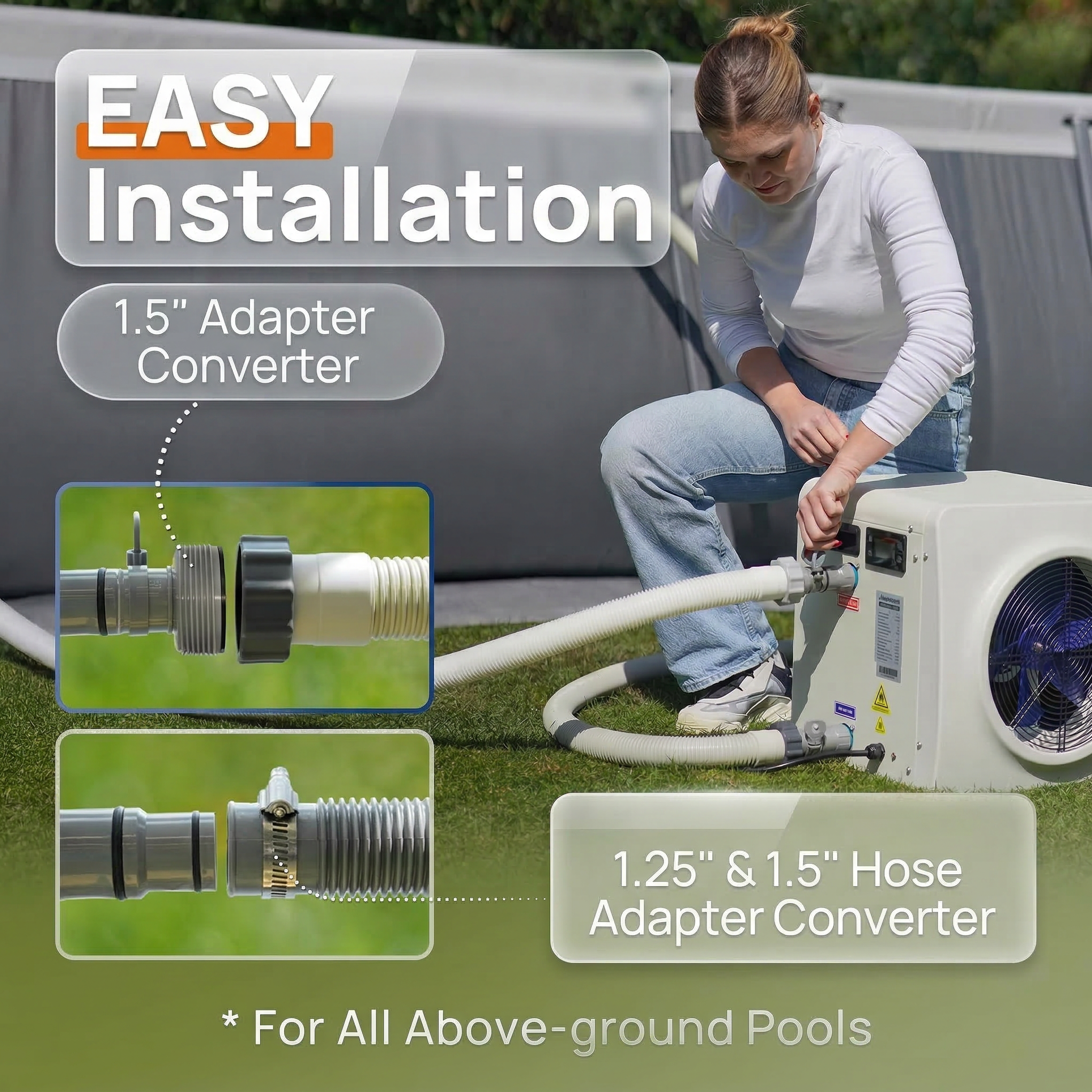 MINI Heat Pumps, Up to 18,000 BTU Inverter, for Pools up to 6,500 Gall ...