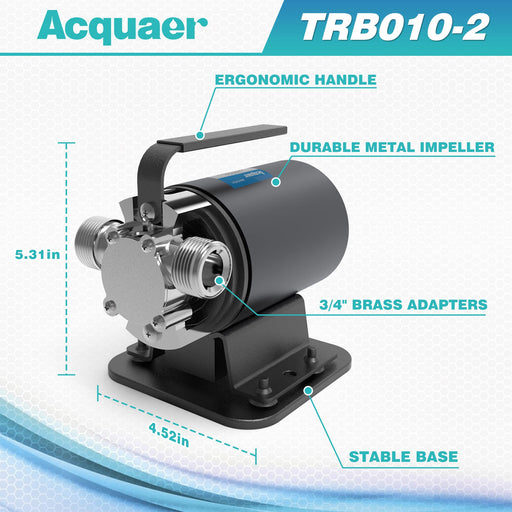 Portable Transfer Pump 1/10 HP 115V/12V TRP010-2 / TRB010 - Aquastrong