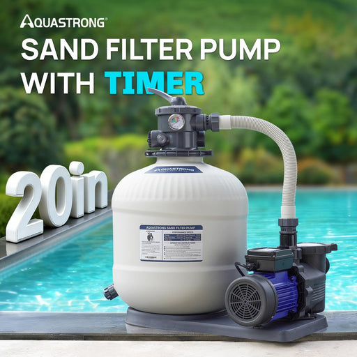 SFPV200T 1.5HP Sand Filter Pump 8100GPH with Timer 20in Up to 32000GAL - Aquastrong