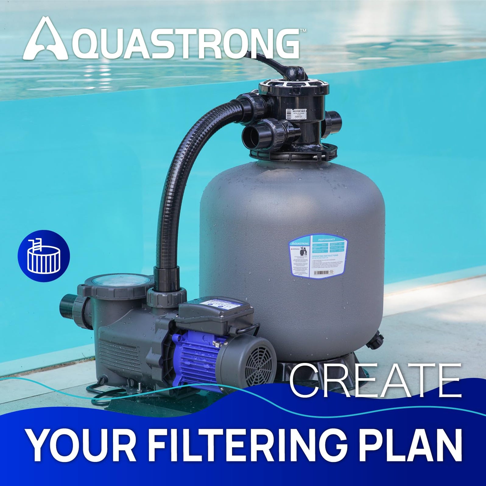 SFP450 1 HP Sand Filter Pump 6100GPH with Timer 18in Up to 20000GAL ...