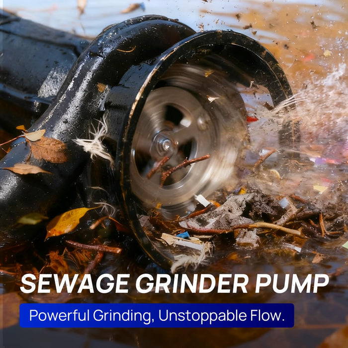Cast Iron Sewage Grinder Pump 1 HP, 4200 GPH 2 inch Discharge with Auto Float Switch