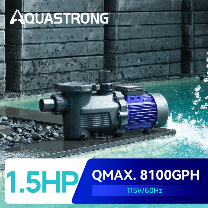 PSP150 1.5 HP 115V Pool Pump, 8100 GPH - Aquastrong