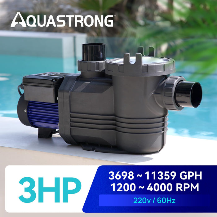 PSP300PM 3 HP, 220V Pool Pump Variable Speed, 11359GPH - Aquastrong