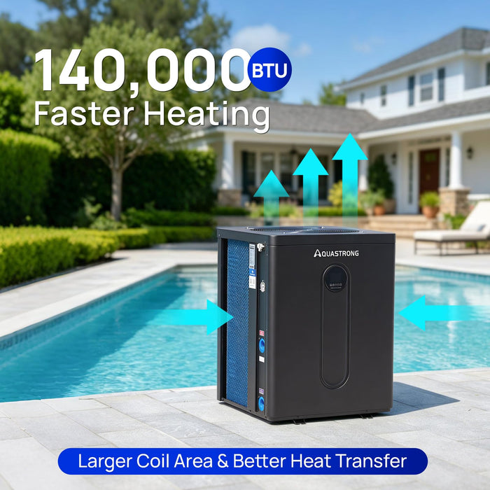 HEX140TOP 140,000 BTU Top Discharge Heat Pump For 42,000 Gallons Pools 220V