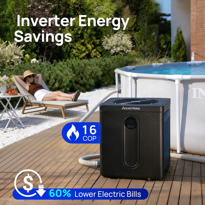HEX035TOP 39,000 BTU Top Discharge Heat Pump For 9000 Gallons Pools 115V - Aquastrong