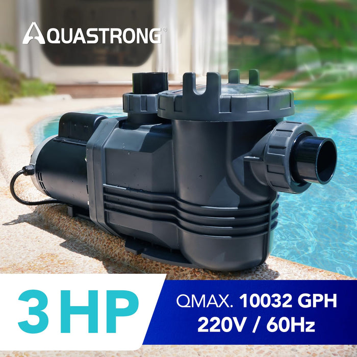 PSPN300 3 HP 220V Single Speed with Pure Copper Motor, 10032GPH - Aquastrong