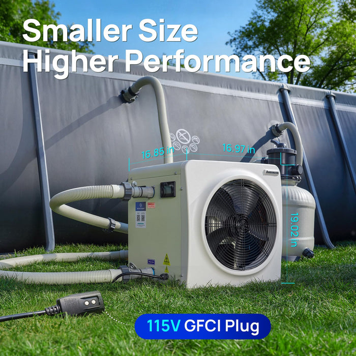 HEX022MINI 22,000 BTU Heat Pump For 7,000 Gallons Pools 115V