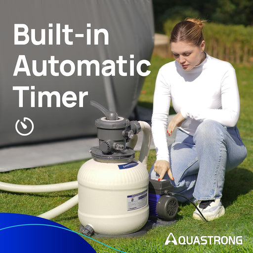 AQUASTRONG Sand Filter Pumps 115V, 1/2 HP to 3 HP, 12in to 20in, Max 8917GPH for Pools Up to 38000GAL, 6-Way Valve - Aquastrong