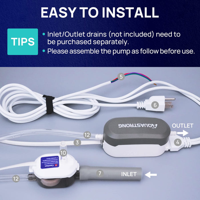 CDS036 Mini Split 9.6 GPH HVAC Condensate Pump, 115V/230V - Aquastrong