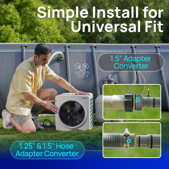 HEX022MINI 22,000 BTU Heat Pump For 7,000 Gallons Pools 115V