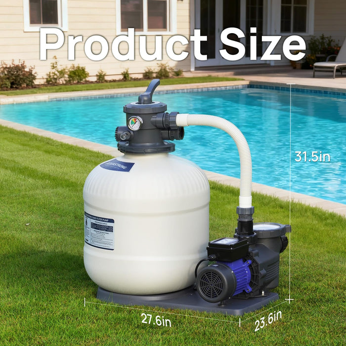 SFPV180T 1HP Sand Filter Pump 6100GPH with Timer 18in Up to 20000GAL - Aquastrong