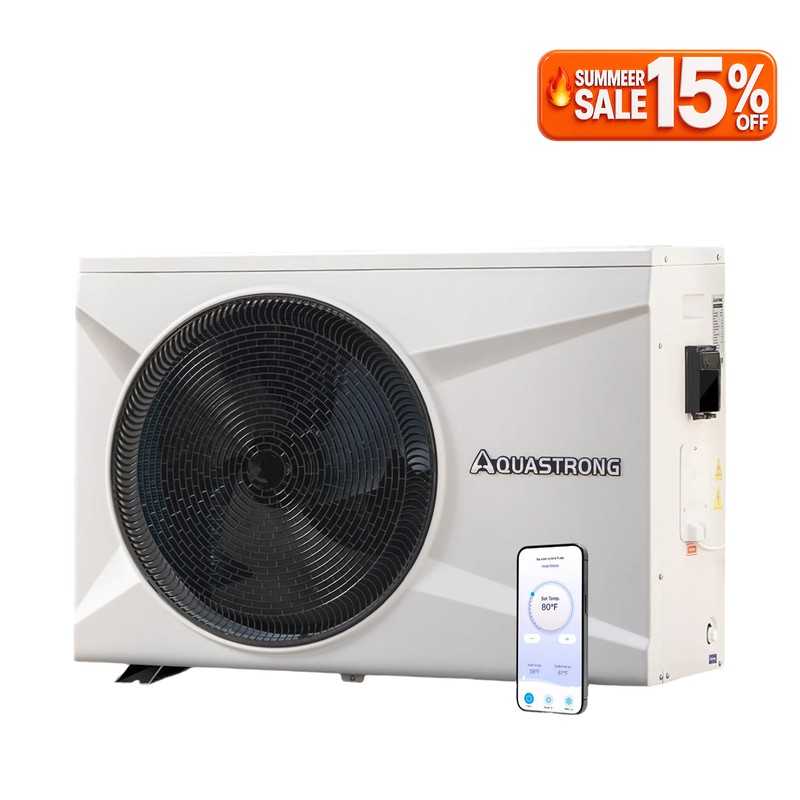PRO Heat Pumps, Up to 100,000 BTU Inverter, for Pools up to 26,000 Gallons, 120V/220V - Aquastrong
