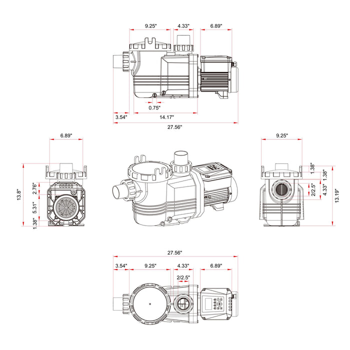 Variable Speed Pool Pumps, 1.5 HP to 3 HP, 8189GPH to 11359GPH, 220V